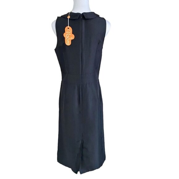 NWT VOOM BY JOY HAN BLACK SILK BOW RETRO PIN UP SHEATH MIDI DRESS - M - Picture 3 of 10